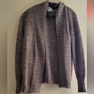 Tan and white knit cardigan